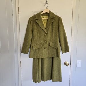 Homemade Olive Green Blazer and Skirt Set XS